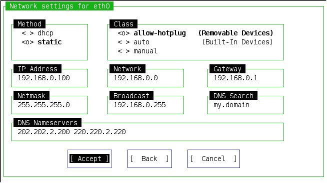 Ceni Netzwerkeinstellunen Ceni Network Settings